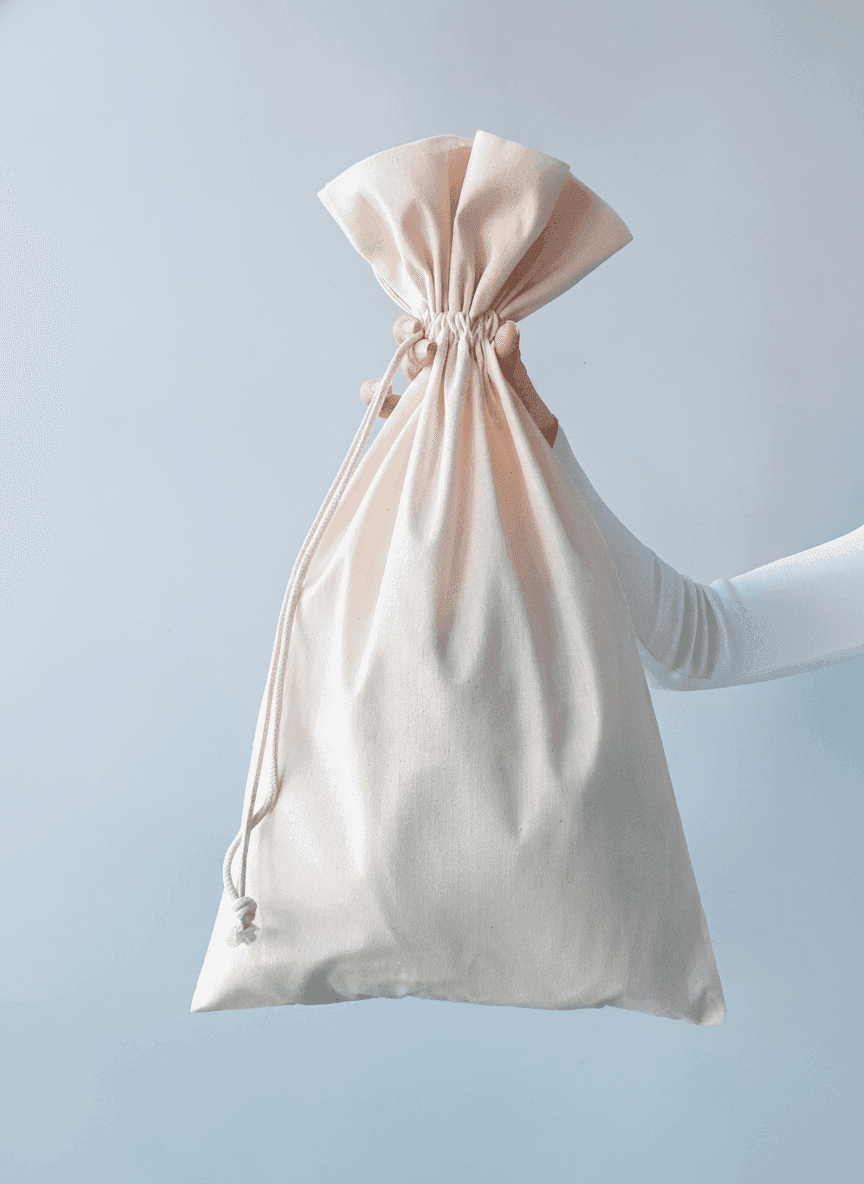 Light Beige Cotton Storage Pouch