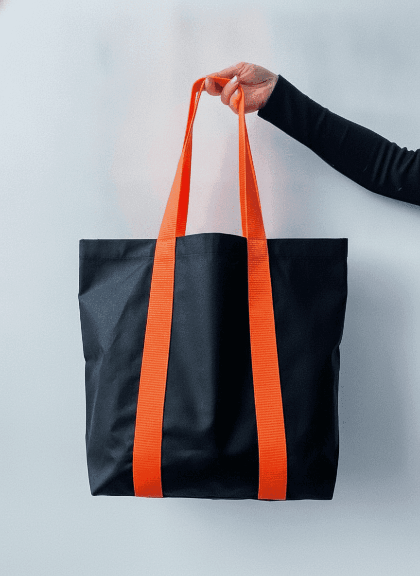 Roomy Cotton Tote Bag with Double Orange Handles