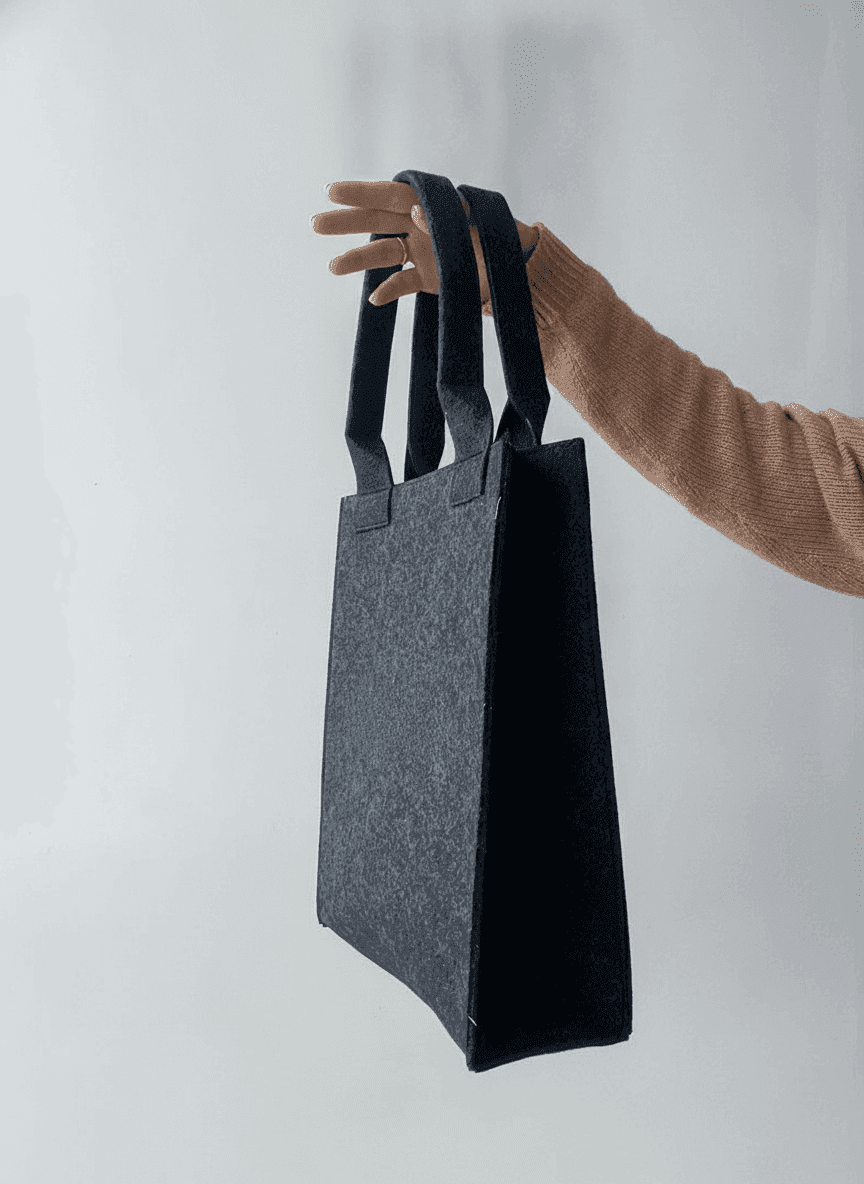 Durable Black Felt Tote Bag