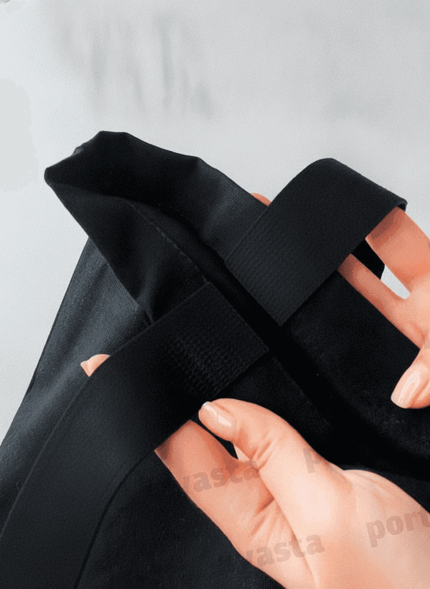 Black Midweight Cotton Square Tote Bag