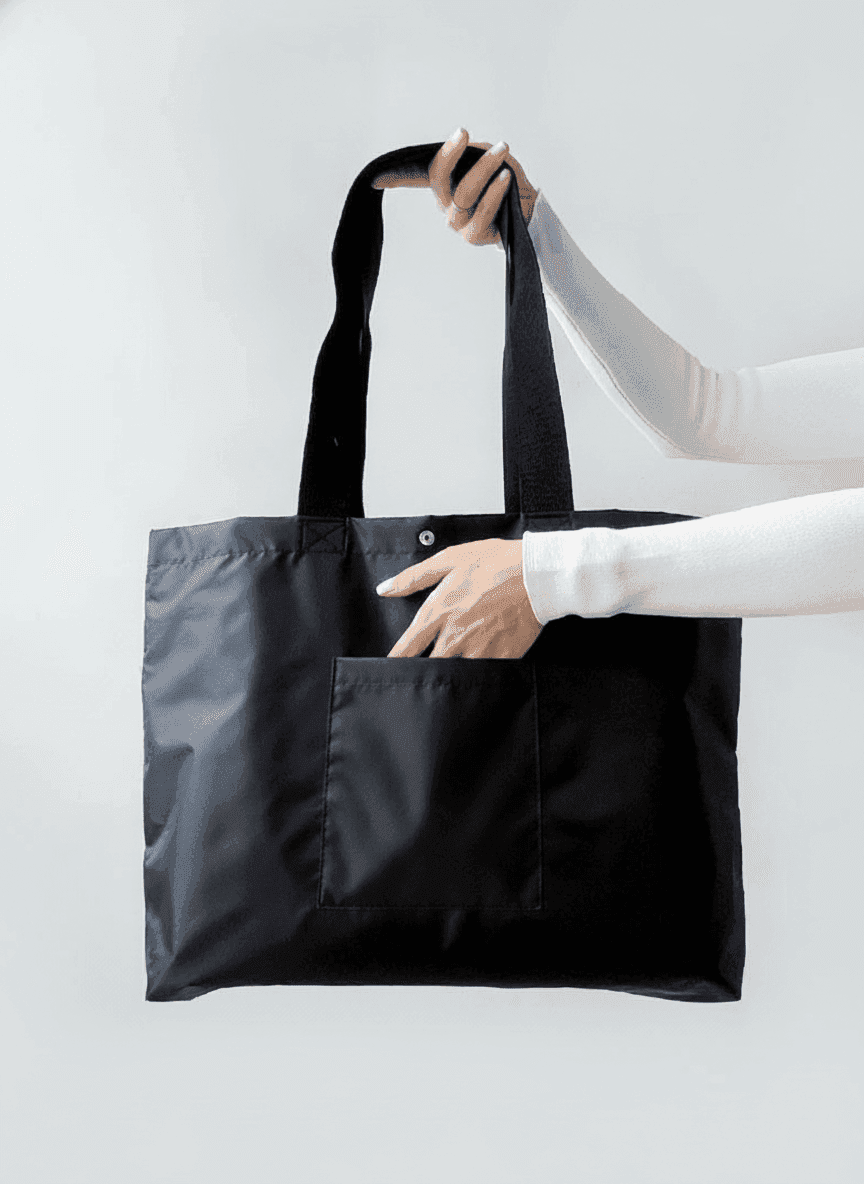 Black Water-Repellent Tote Bag