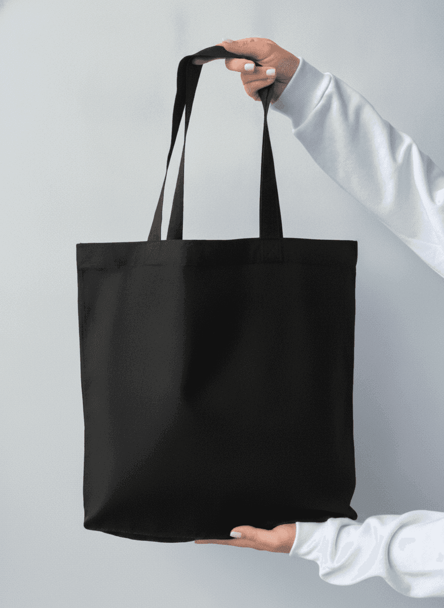 Roomy Black Calico Tote Bag