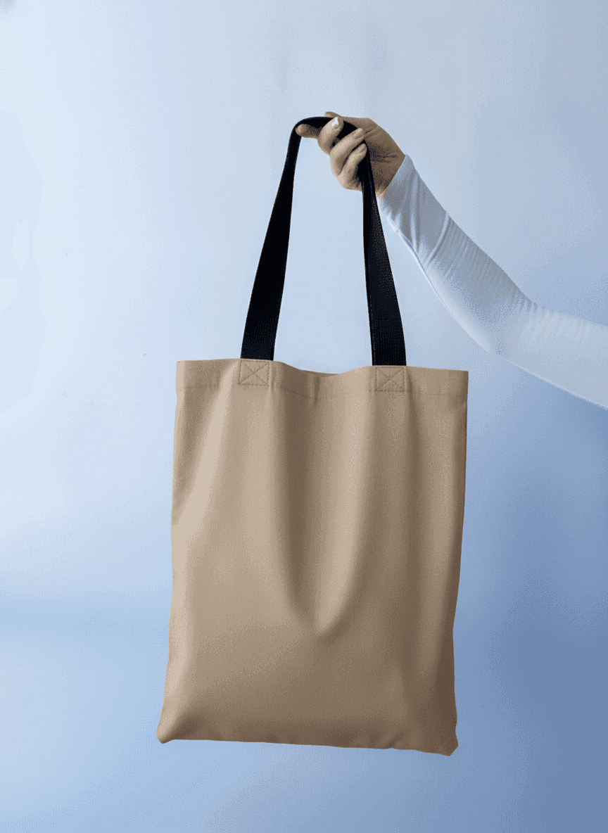 Cotton Twill Tote Bag with Short Black Handles