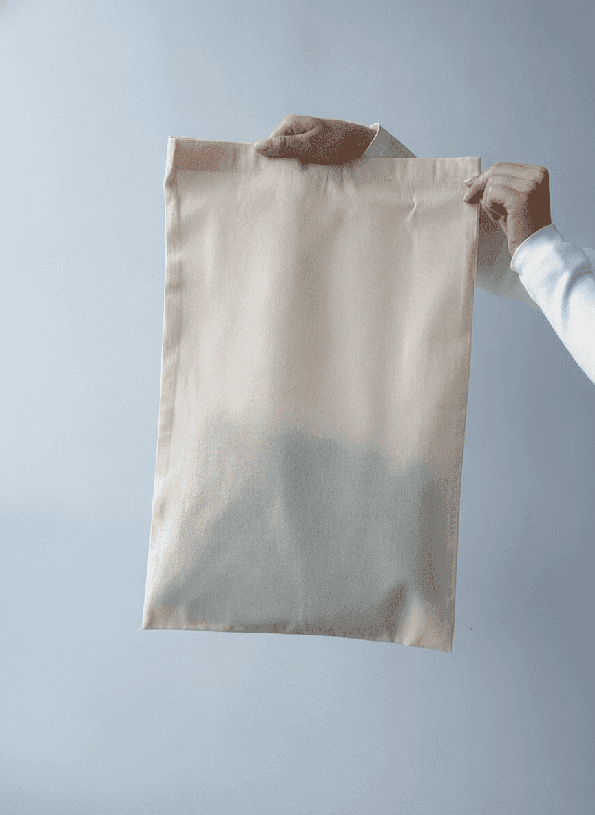 Calico pouch with ribbon tie and flap