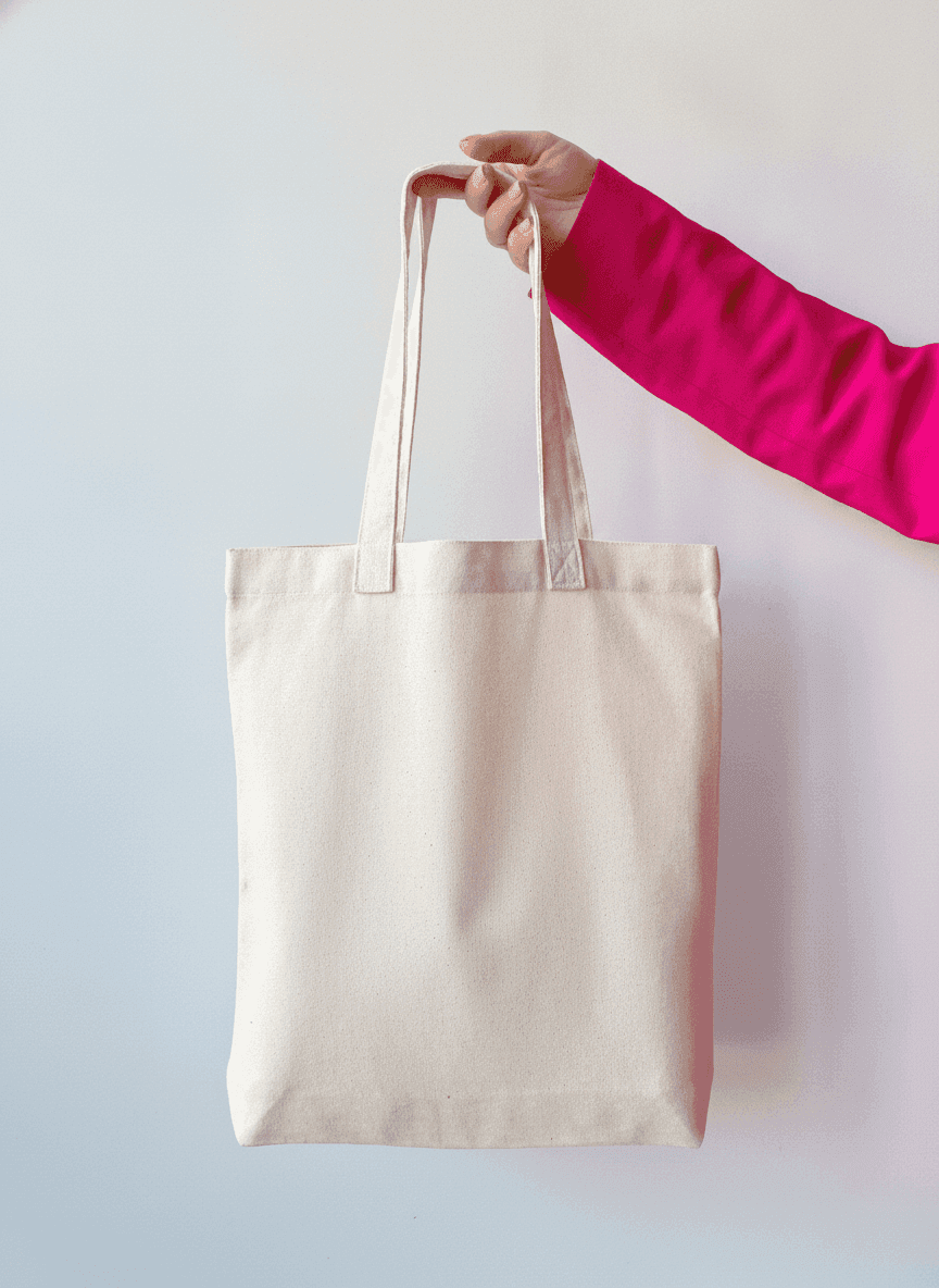 Light Tote Bag with Sewn Handles & D-Ring