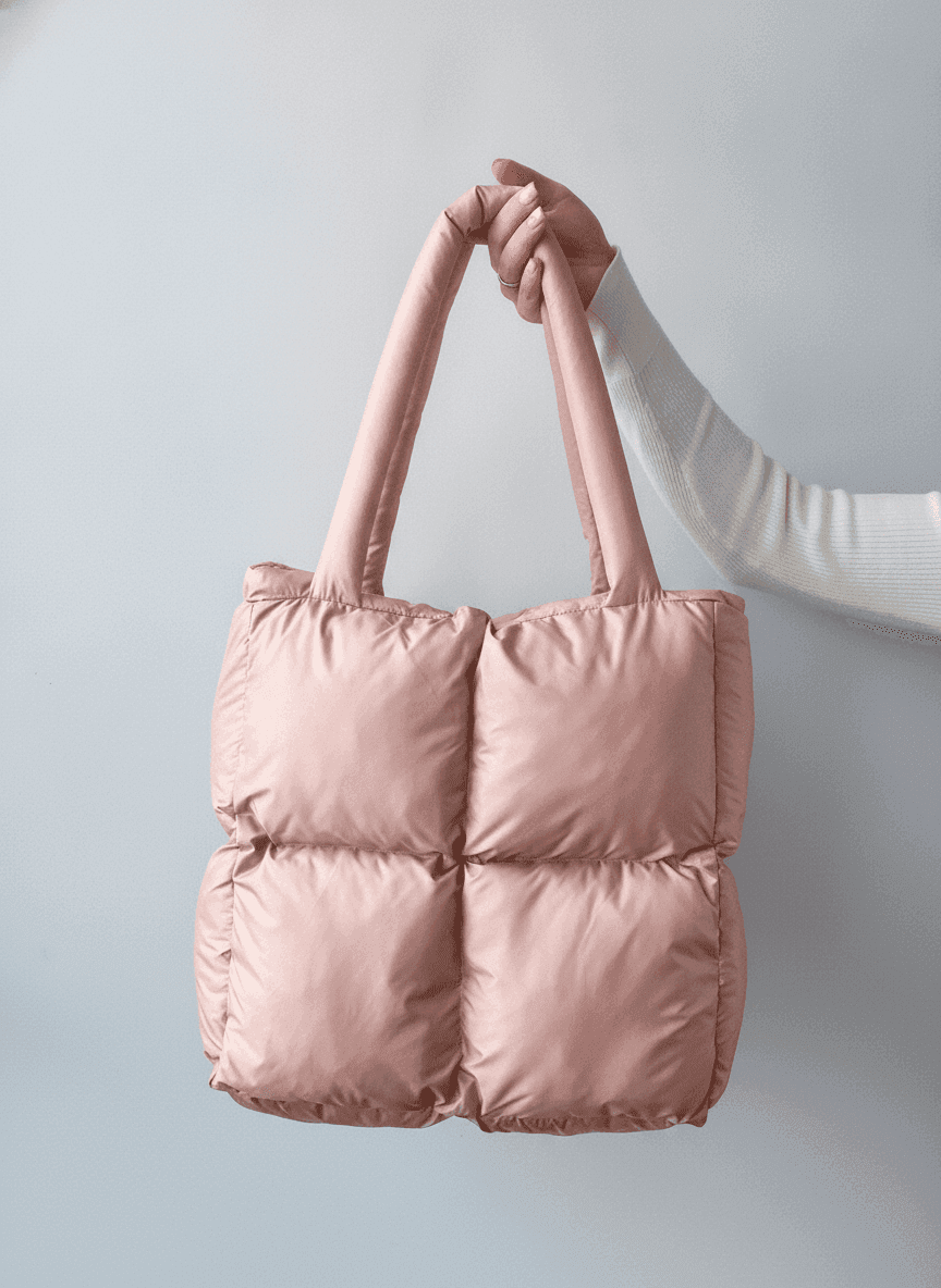 Blush Puffer Tote, Water-Resistant, Dual Handles
