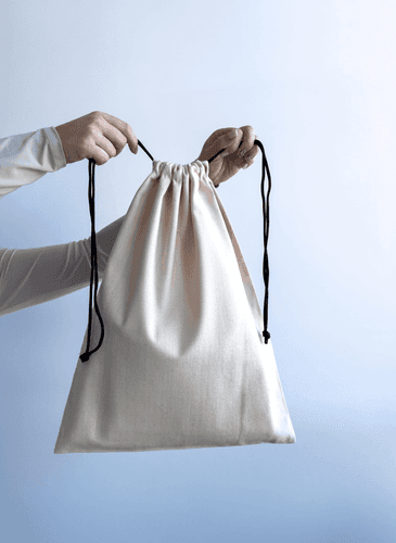 Мішок на шнурку з двонитки натурального кольору для покупок