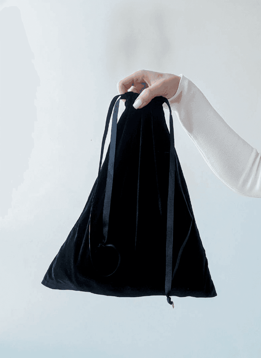 Black Velour Side Drawstring Pouch