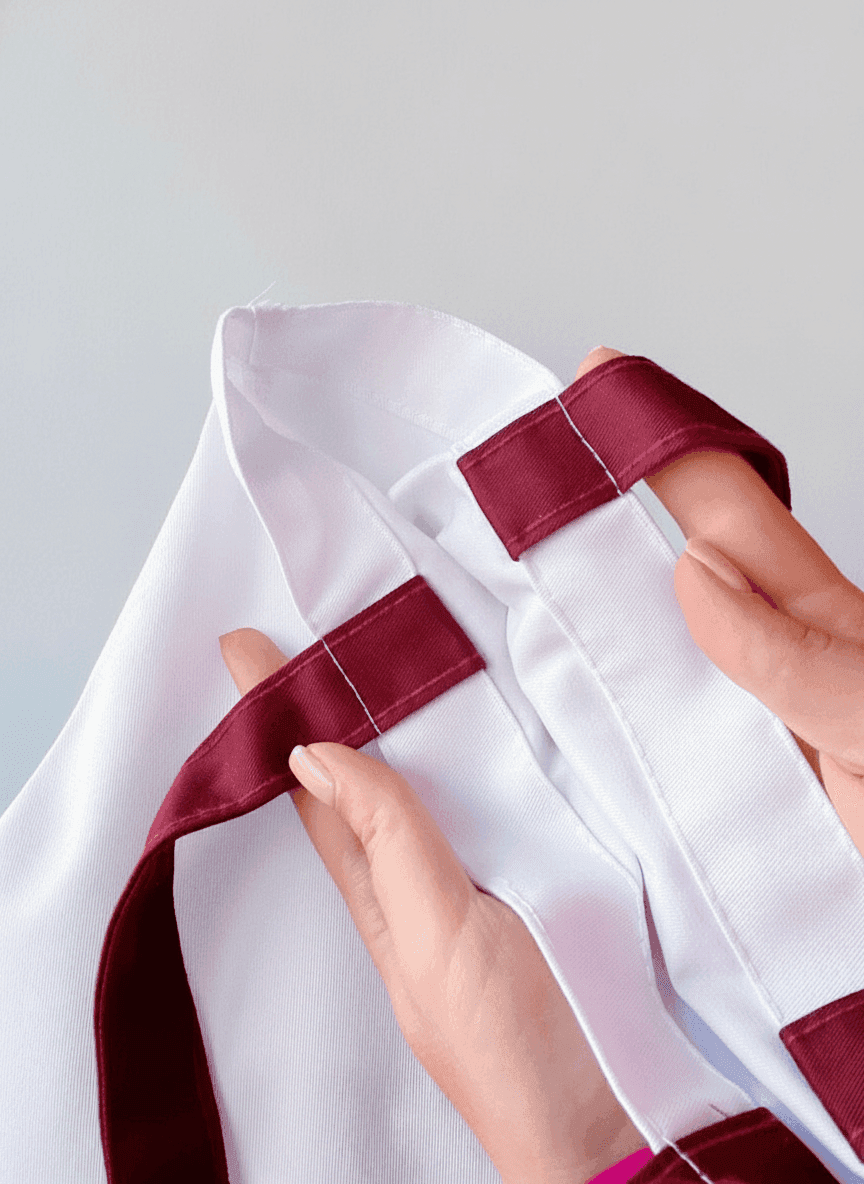 White Heavyweight Cotton Tote Bag with Burgundy Handles