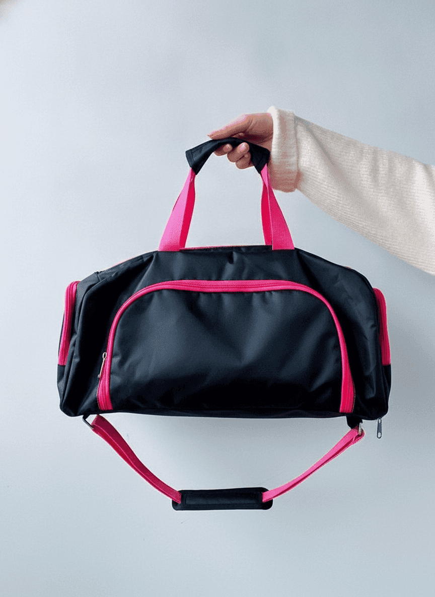 Black Gym Backpack with Pink Accents
