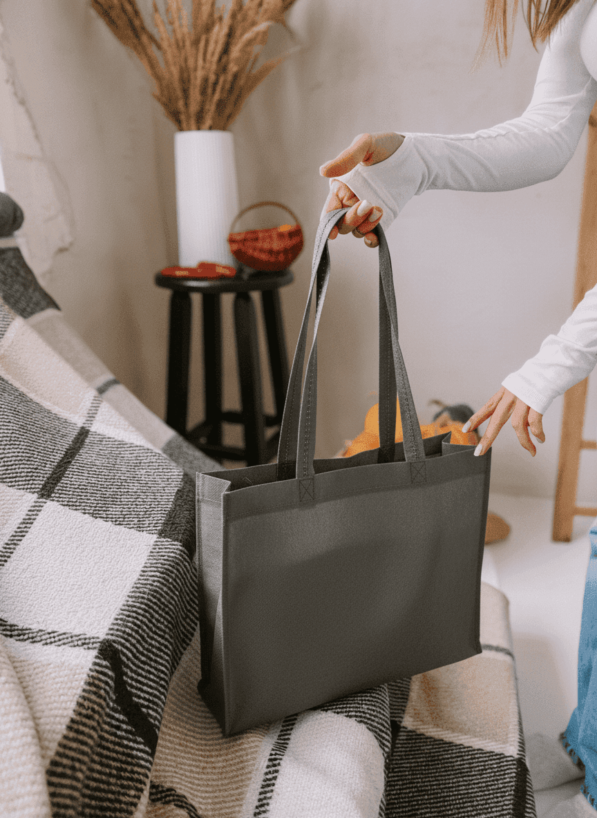 Spunbond Nonwoven Tote with Patterned Handles