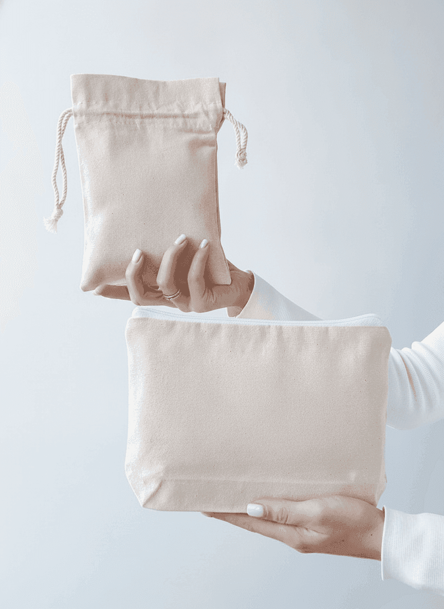 Eco Natural Fabric Zippered Cosmetic Bag
