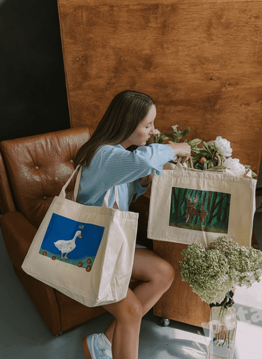 Spacious Cotton Twill Tote Bag