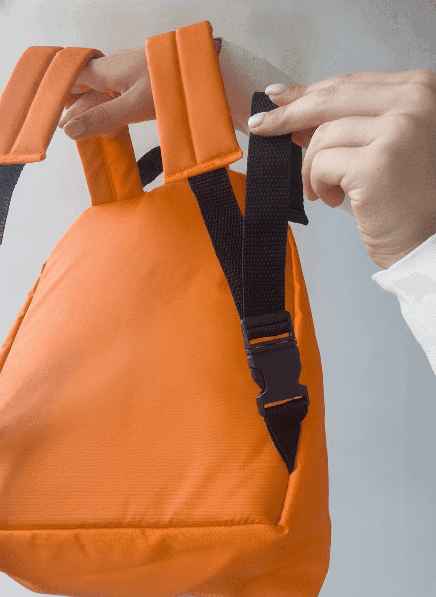 Orange Urban Backpack - Water-Repellent Raincoat Fabric
