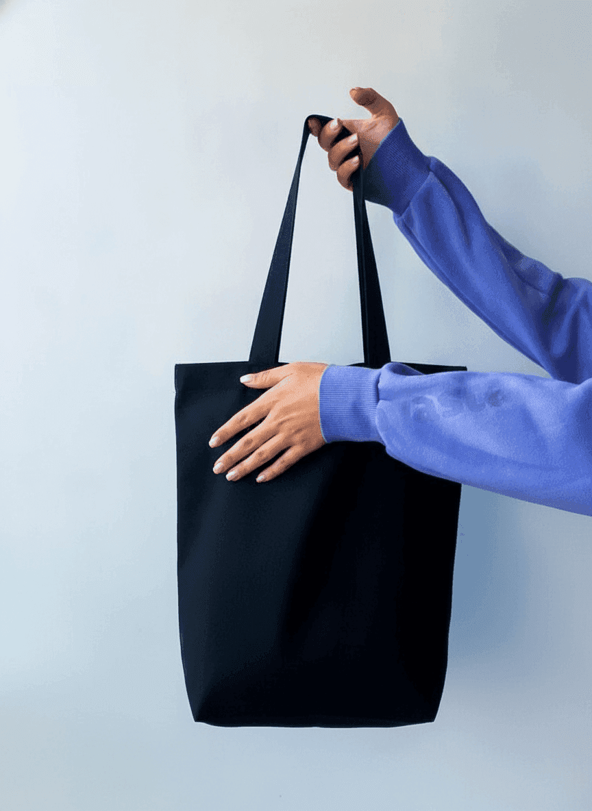 Heavy Cotton Tote with Blue Pocket & Bottom