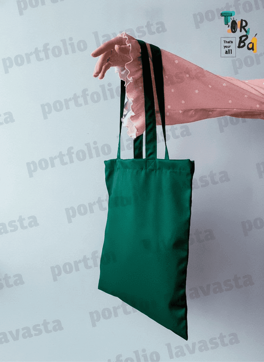 Green Gabardine Tote Bag