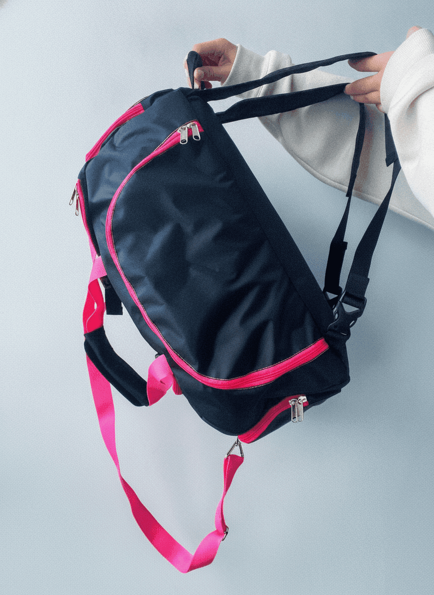 Black Gym Backpack with Pink Accents