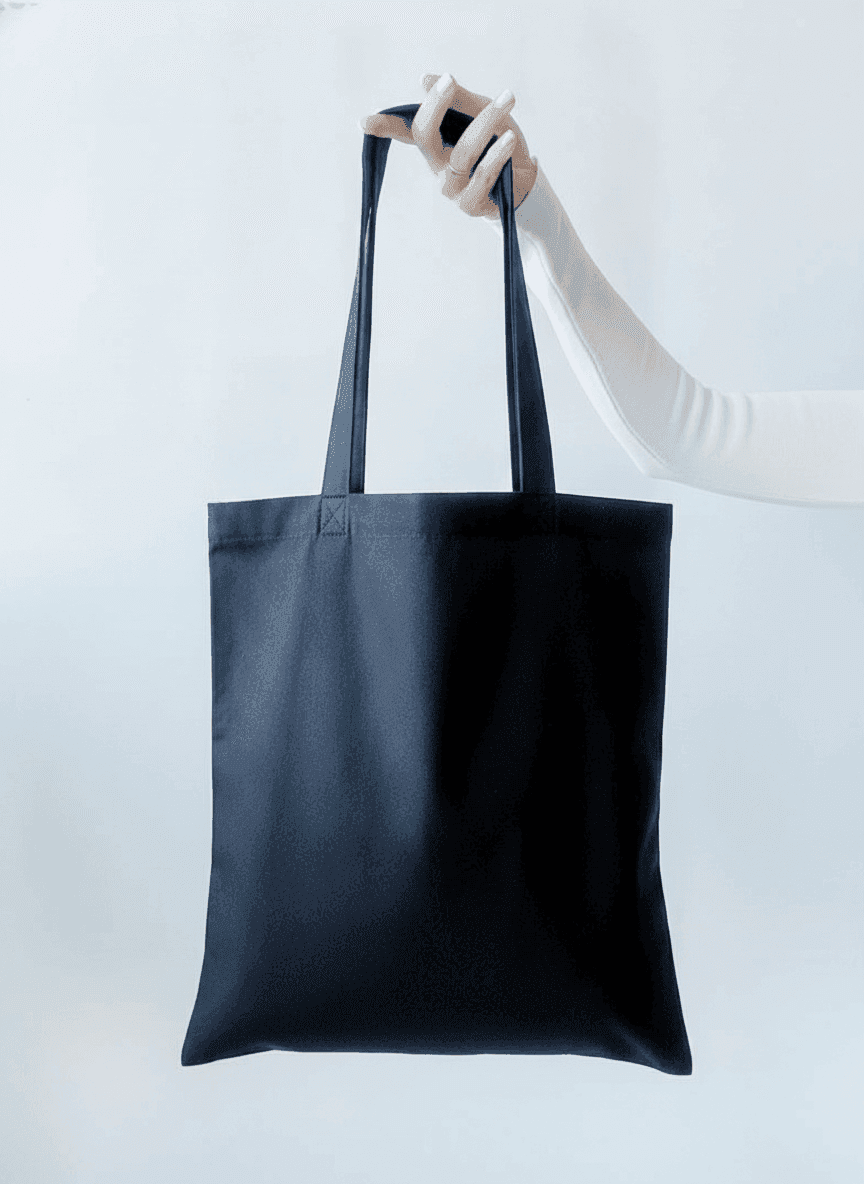 Black Natural Fabric Tote Bag