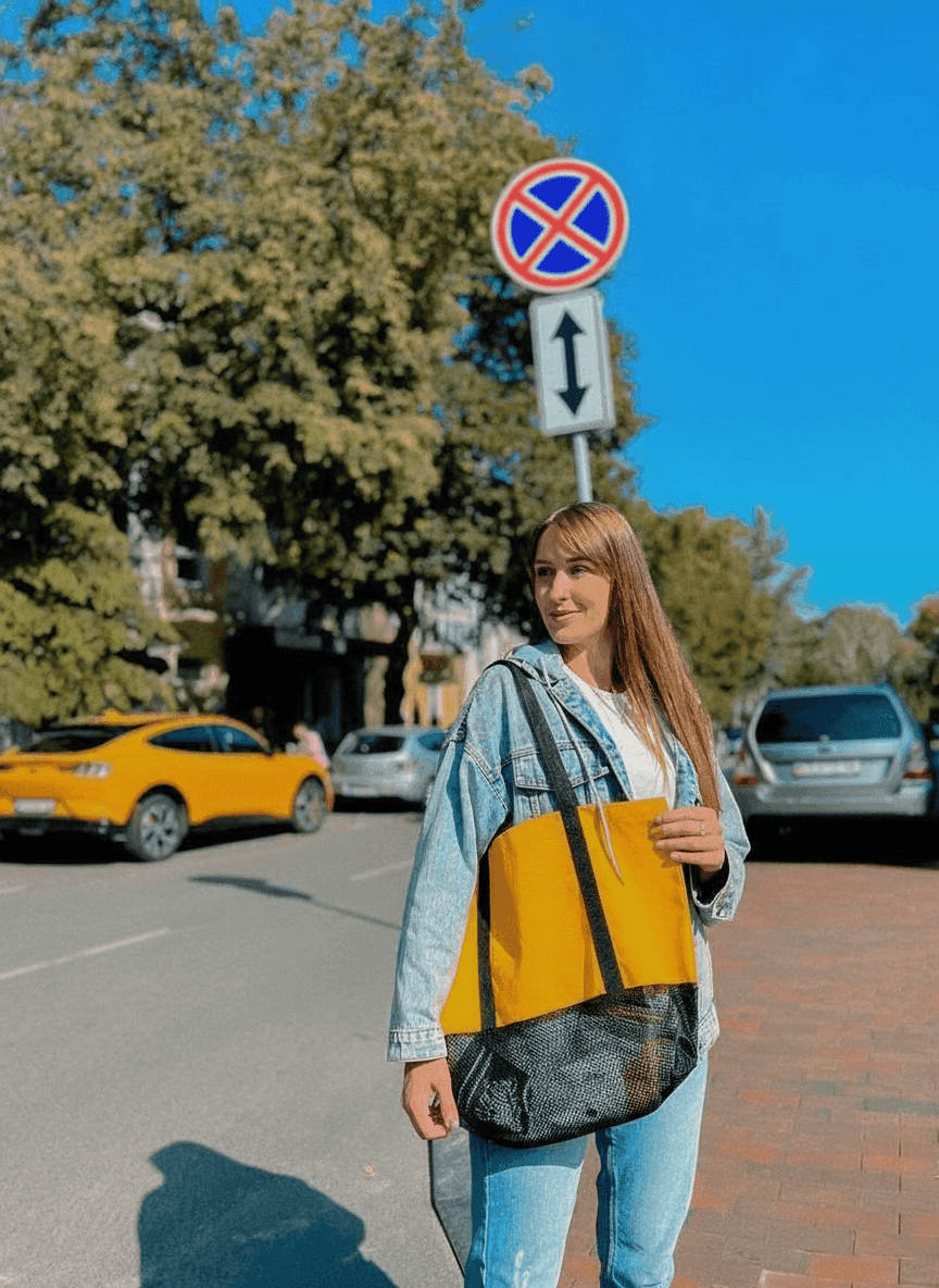Mesh & Canvas Tote Bag with Sturdy Bottom