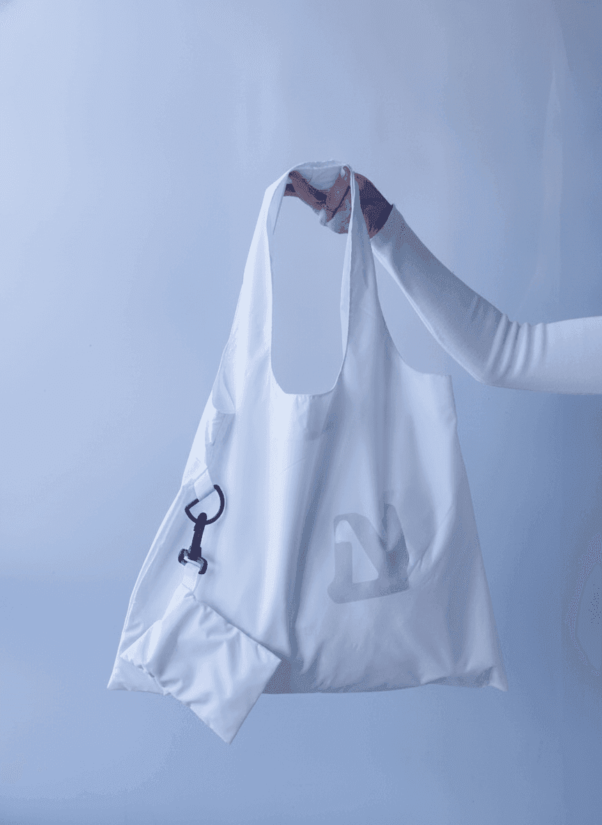 Foldable Nylon Tote with Carabiner & Pouch
