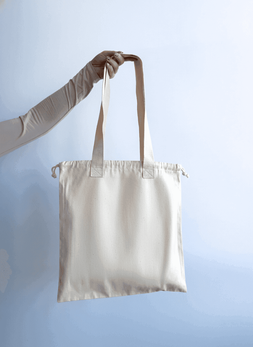 Прочный шопер из саржи с нашивными ручками для покупок