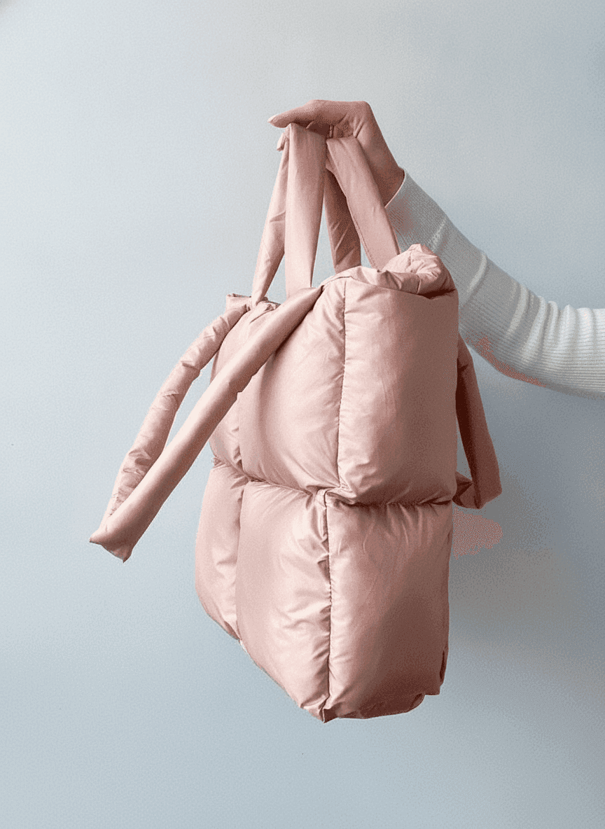 Blush Puffer Tote, Water-Resistant, Dual Handles