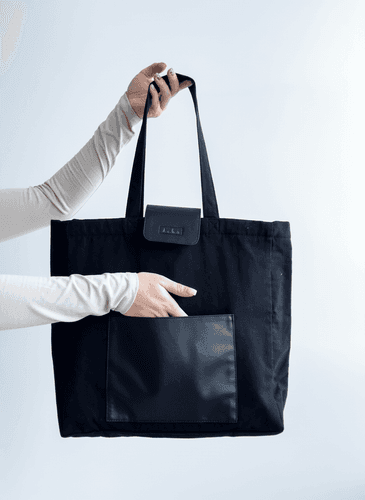 Еко-шкіряний шопер для покупок з нашивними плечовими ручками