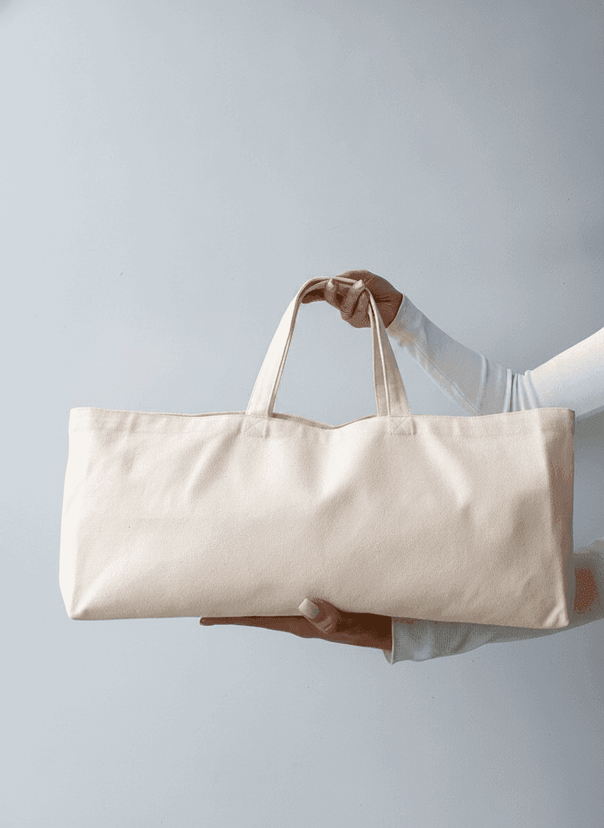 Beige Twill Shopper Tote