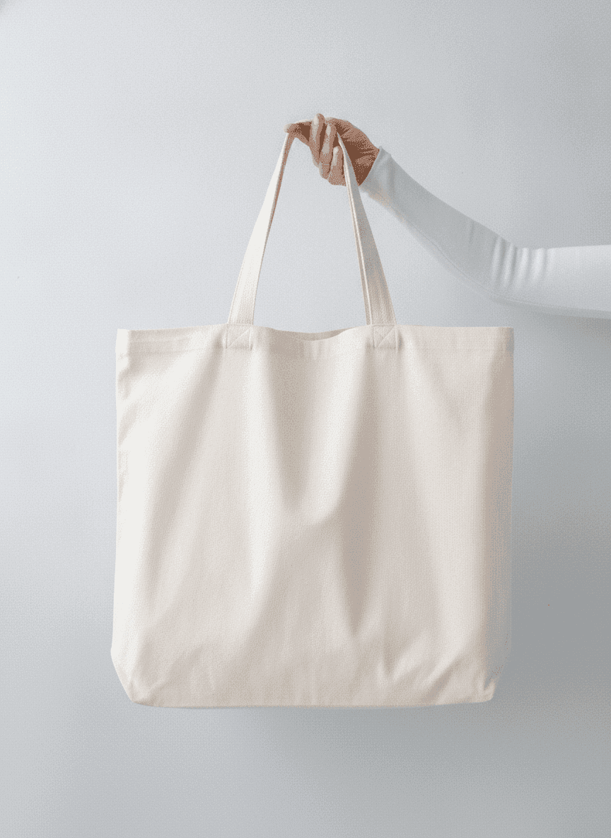 Beige Double-Ply Cotton Tote with Sturdy Handles