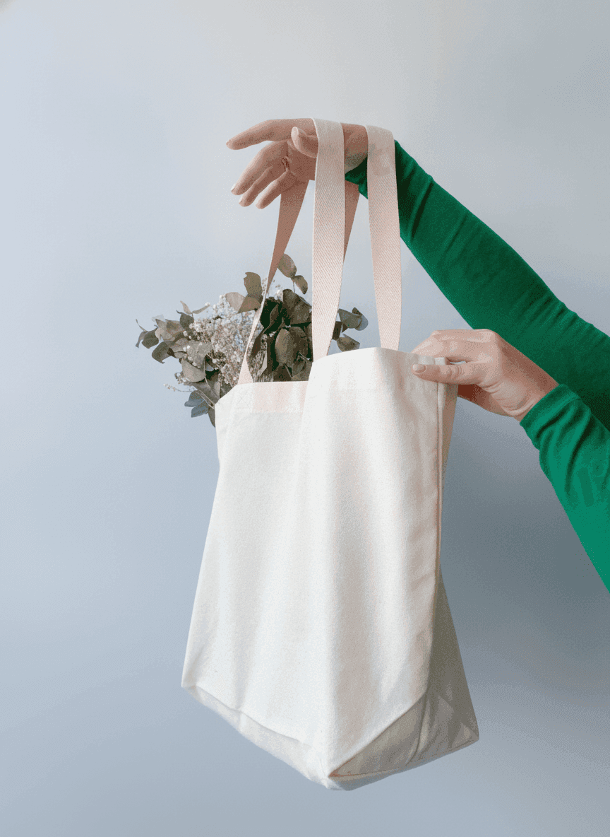 Wide Natural Calico Beach Tote with Base