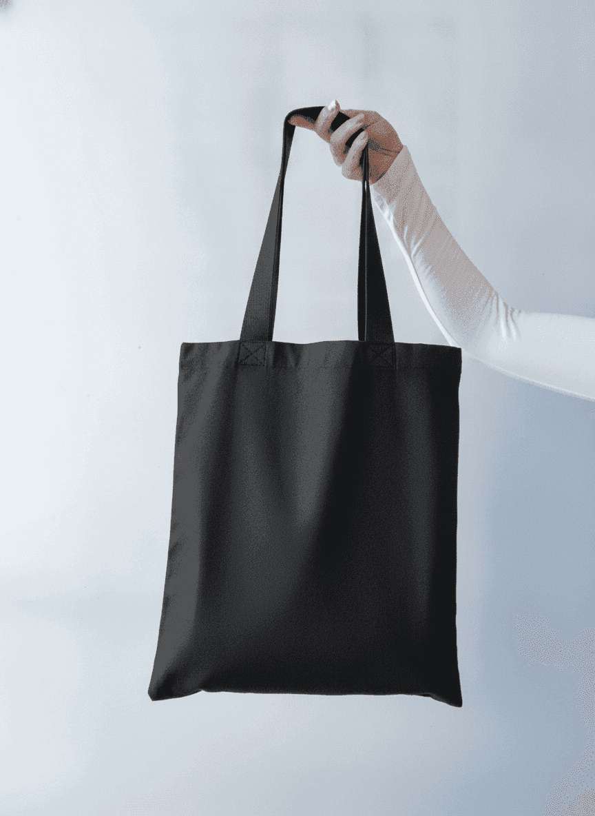 Flat Cotton Twill Tote with Black Handles