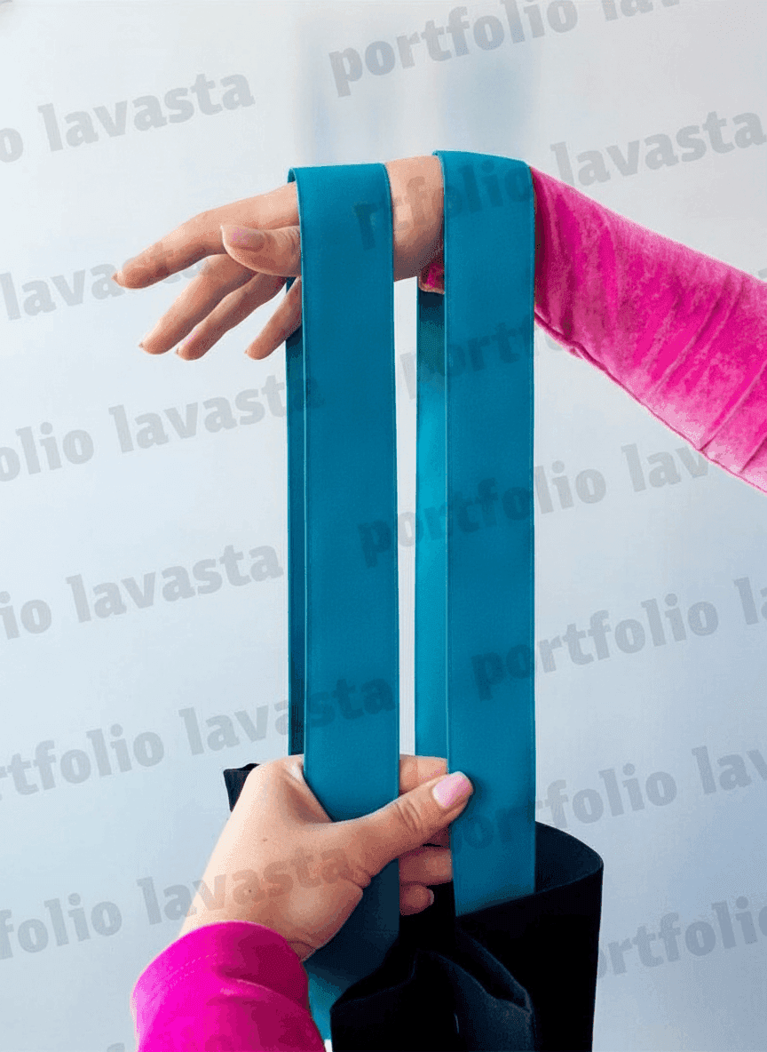 Tote bag with long colored handles