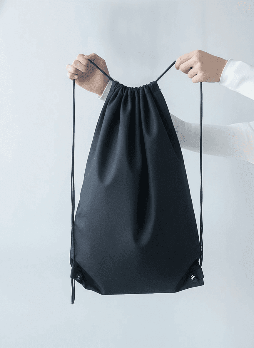 Black Drawstring Shoe Backpack