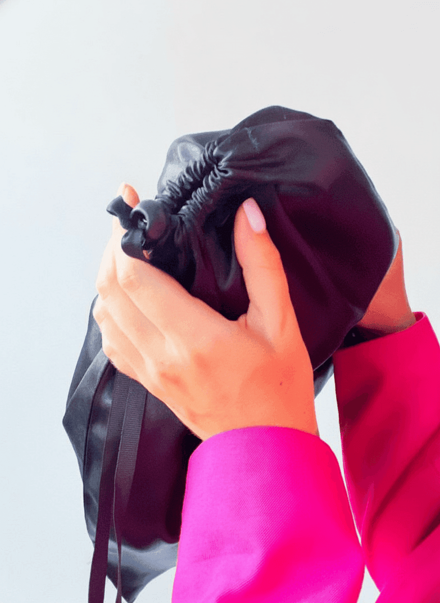 Black Satin Drawstring Pouch