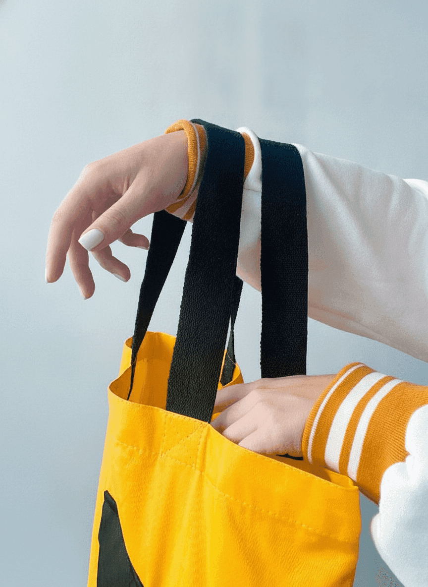 Yellow Tote with Black Pocket, Twill Handles
