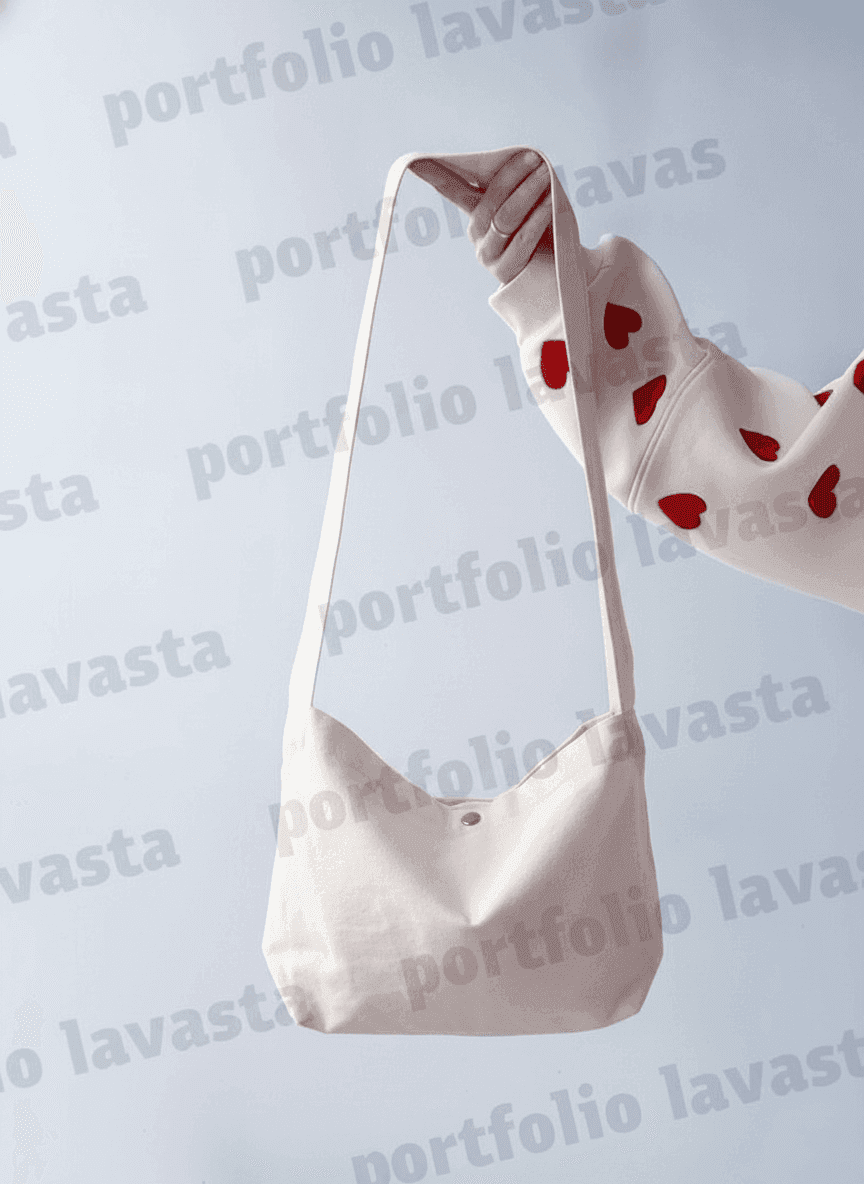Light Beige Twill Crossbody Bag