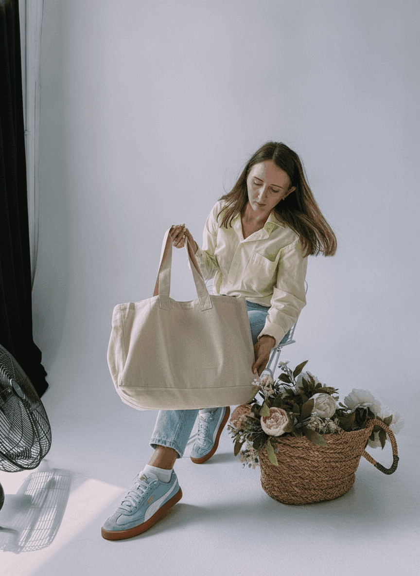 Two-Ply Cotton Eco Tote Bag with Reinforced Bottom