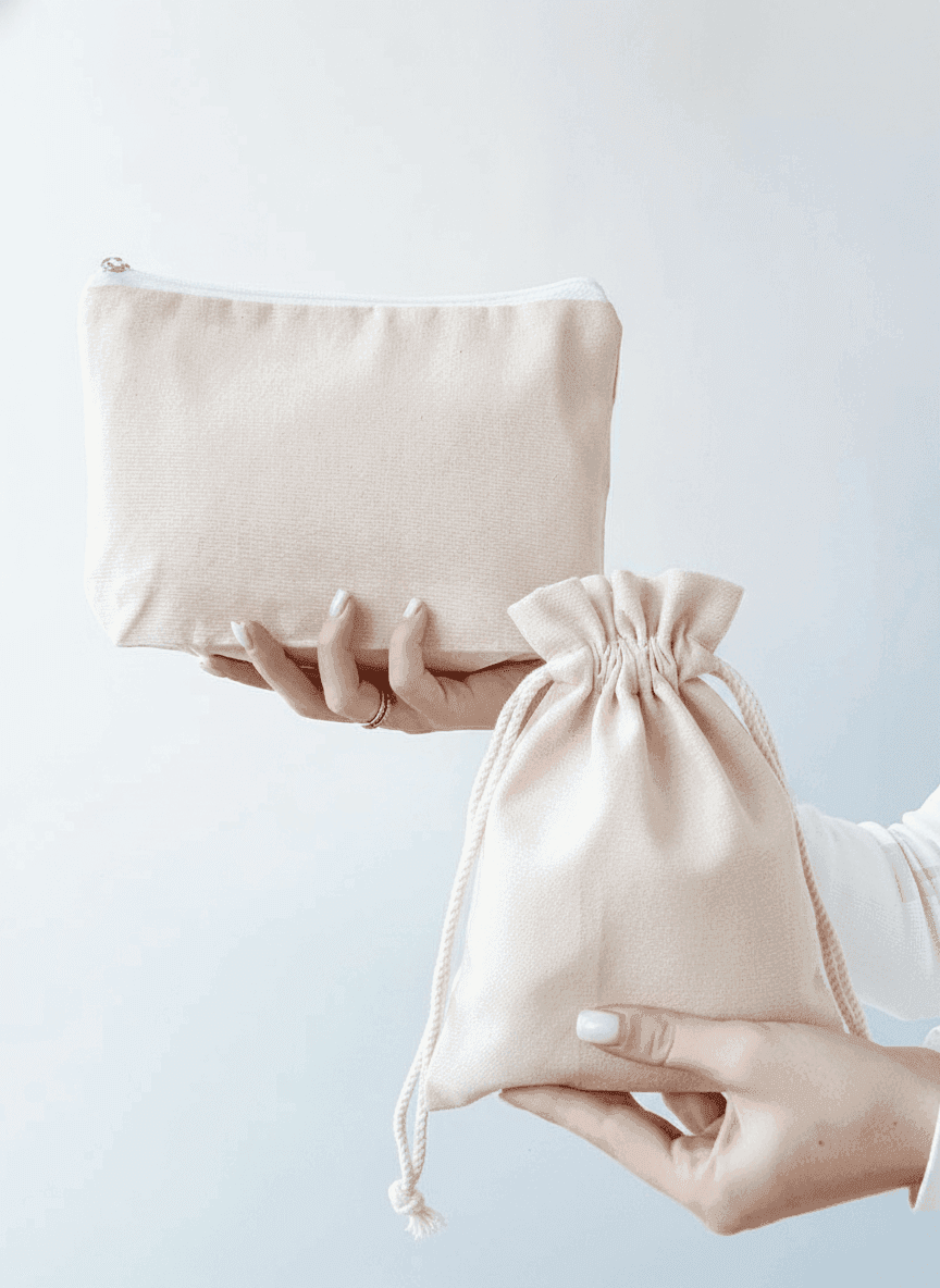Natural Light Beige Double-Knit Pouch