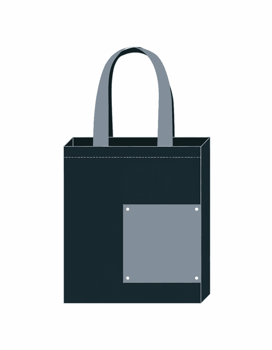 Dark Blue Tote Bag with Pocket & Reflective Handles