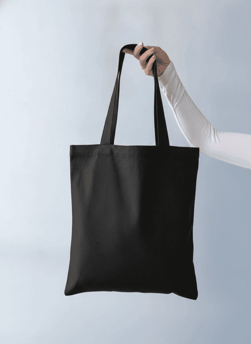 Flat Cotton Twill Tote with Black Handles