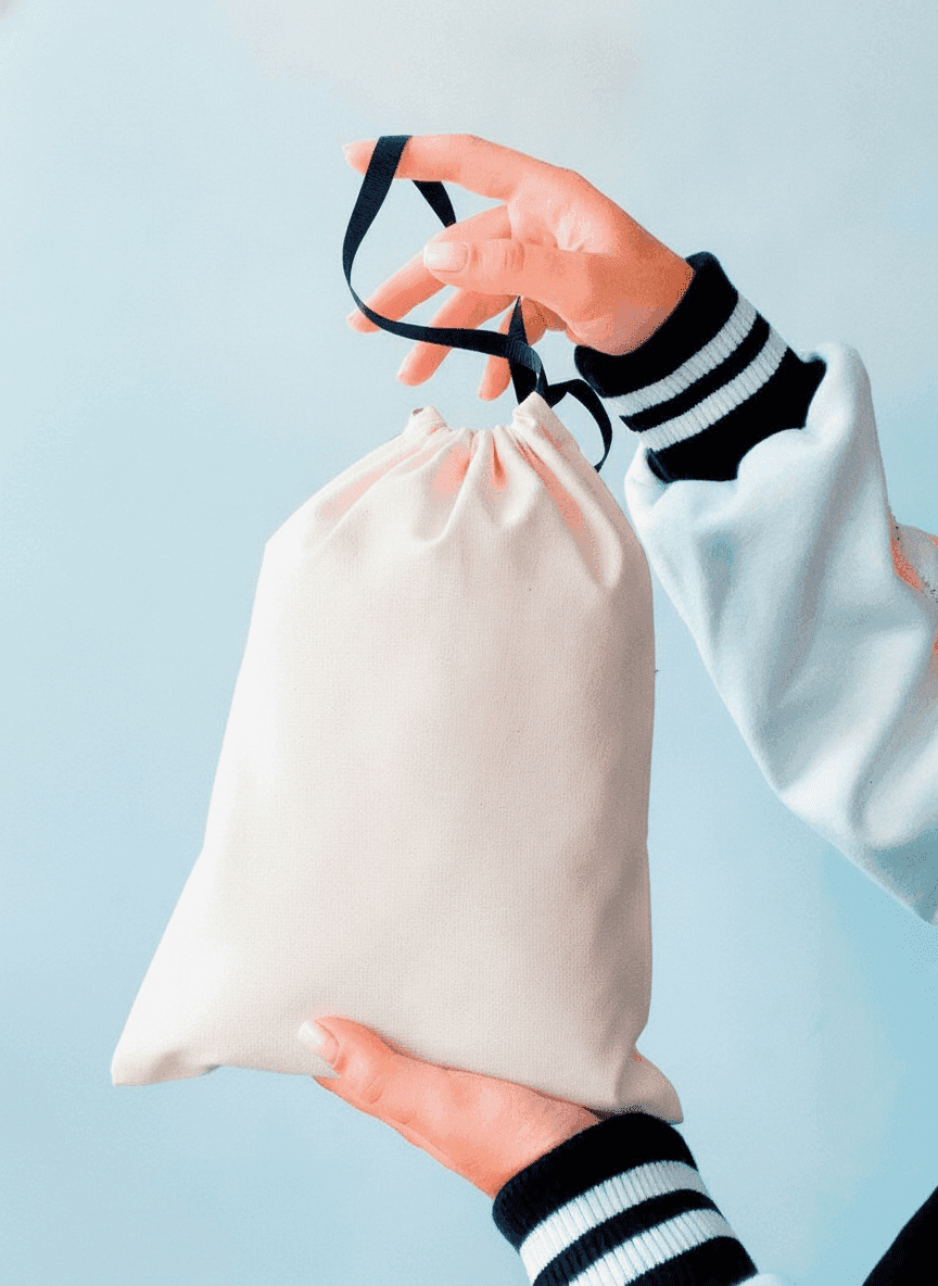 Light Beige Cotton Muslin Pouch