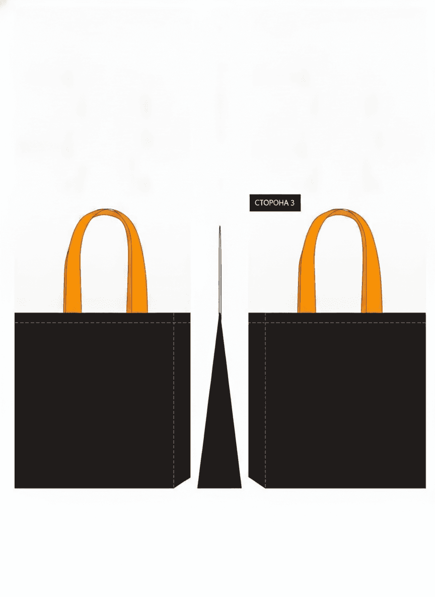Black Twill Tote Bag with Snap Closure & Pocket