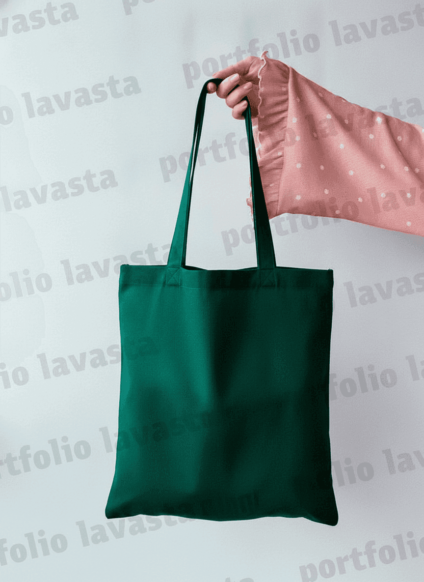 Green Gabardine Tote Bag