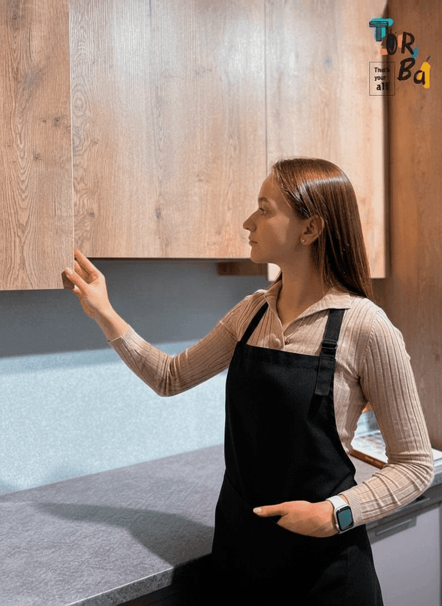 Black Gabardine Apron with Palyanytsia Print