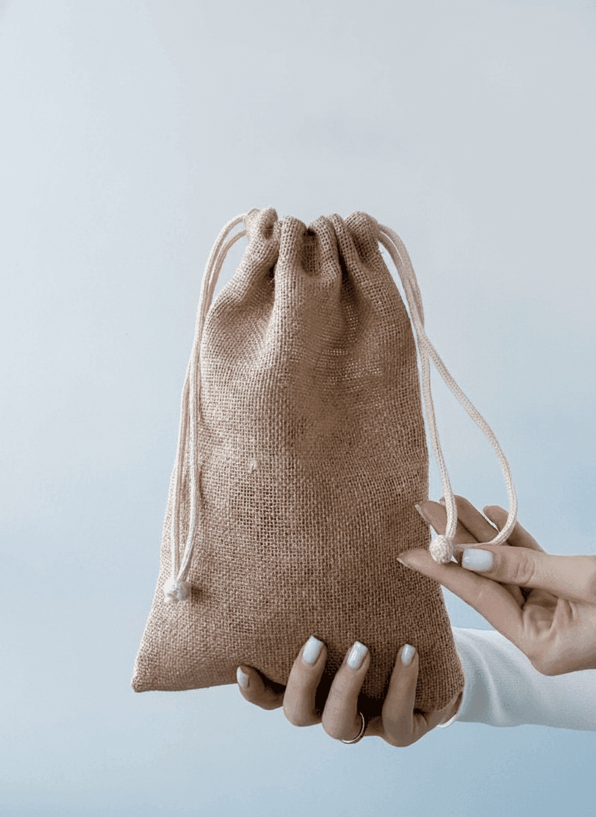 Natural Burlap Drawstring Pouch