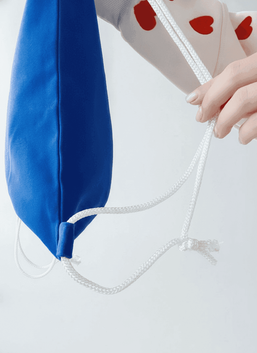 Blue Twill Drawstring Backpack