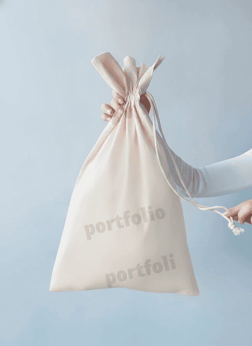 Light Beige Cotton Storage Pouch