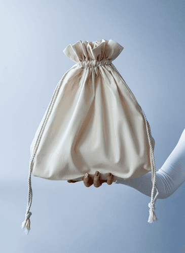 Книжный мешочек из бязи на скрученном канате для покупок