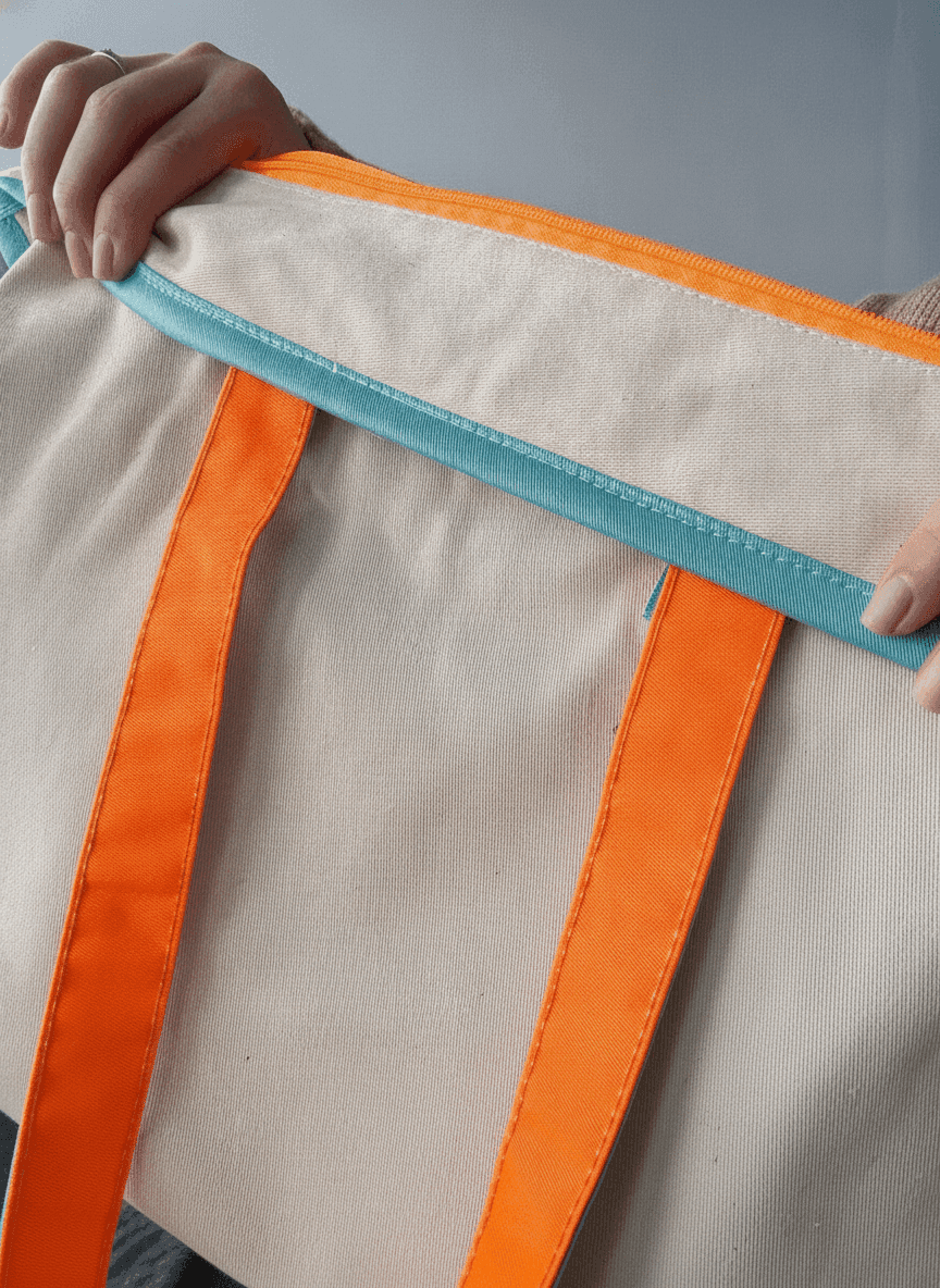 Twill Eco Tote Bag with Turquoise Trim & Bright Handles