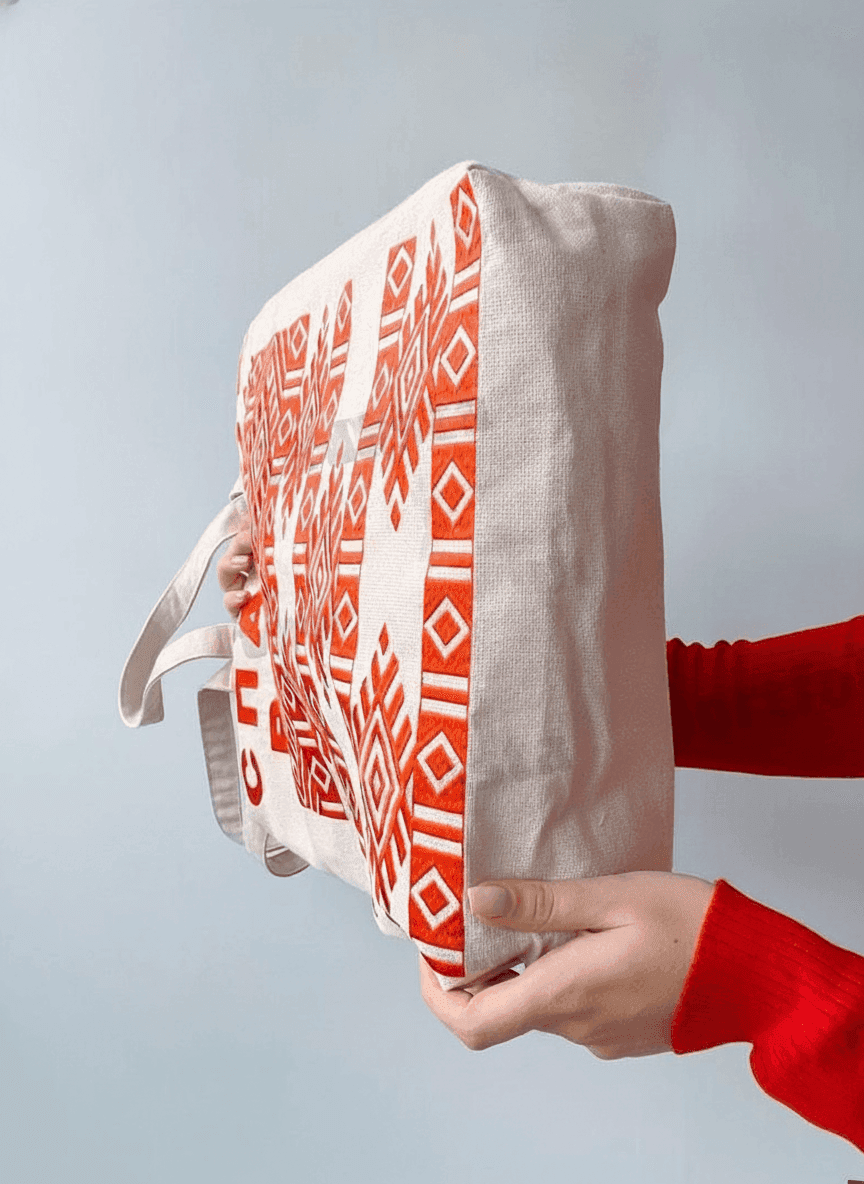 Large Midweight Cotton Tote Bag with Flat Bottom
